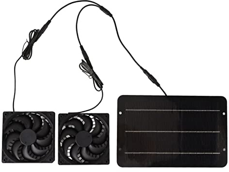 Kit de ventiladores con energía solar Munefe, ventilador solar para cobertizo, calentador solar para invernaderos para invernaderos, casas de mascotas, casas de árboles y casas