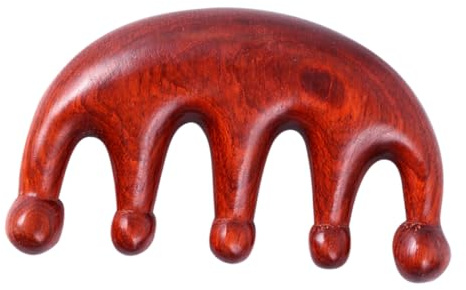 Veemoon Pettine Padauk in Naturale con Denti Larghi e Perle per Portatile e Leggero per Tutti i Tipi e Stili Stress e Fatica