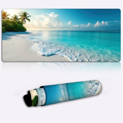 paradise meets ocean Printed PC Laptop Computer Mouse Mat Pad Non-Slip Rubber Base Pad Office Home Novelty Printed Desk Accessory Large Laptop Desktop Printed Art Ergonomic 600 * 350 * 4mm
