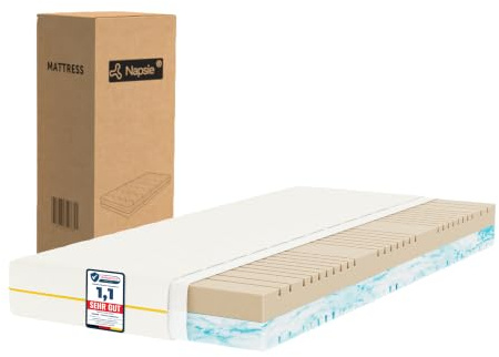 NAPSIE Matratze 140x200 cm (Mittelfest & Weich) 7-Zonen-Schaummatratze | 2 in1 Härtegrade,18 cm Höhe,Hypoallergen & Antibakteriell,Bezug 60°C waschbar,OEKO‑TEX® 100 zertifiziert