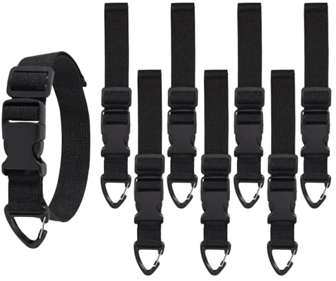 CONCHLERY 8 Pcs 239mm Long Black Extension Cord Holder Storage Straps with Hooks, for Garage Organization Cable Management Gadgets for Men Home Storage Projects