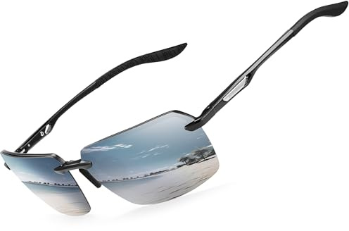 Bircenpro Klassisch Polarisiert Sonnenbrille für Herren: UV400 Schutz Sonnenbrillen Retro Ultraleicht Rahmenlos Brille für Fahren Angeln