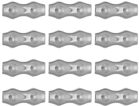 CIYODO 12 Morsetti per Cavi in Acciaio Inox 304 M3 Doppia Fune 2-2,5 Mm Doppio Bullone, Morsetti per Funi Metalliche Industriali per Ancoraggio e Sollevamento, Resistente alla Corrosione