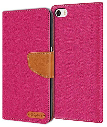Verco Coque pour iPhone 4S, Étui Portefeuille Compatible avec Apple iPhone 4 / 4S Case Textures de Fibre Housse de Protection, Rose
