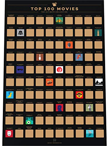 Enno Vatti |100 Movies Scratch Off Poster - Top Films of All Time Bucket List (42 x 59.4 cm) - Cinematic Journey Quest - Exceptional Gift for Movie Lovers - Ideal for Christmas and Easter Surprises
