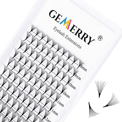 GEMERRY Wimpernverlängerungen, 10 D 0.07 Volumen, C-Curl, 8-14 mm, gemischte Wimpernverlängerung, einzelne gefächerte Wimpernverlängerungen | Wimpernverlängerung, einzelne gefächerte Wimpernverlängerungen