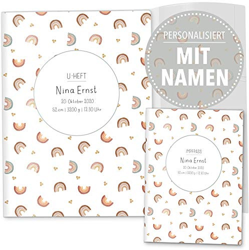 OLGS U-Heft und Impfpasshülle 3-teiliges Set | Little Friend | Untersuchungsheft- & Impfpass Hülle personalisiert | Geschenk zur Geburt (Uhefthüllen personalisiert, Mike Blanko)