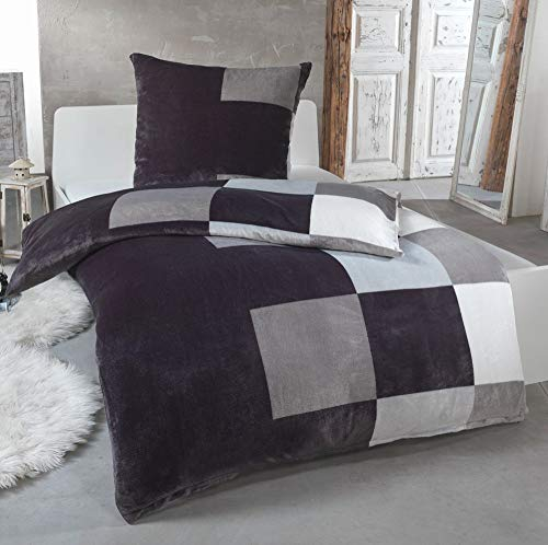MALIKA® Kuschelige Winter Plüsch Bettwäsche Cashmere-Touch Coral Fleece mit Kissenbezug 80x80 wärmer als Biber oder Flanell, Größe:135x200 + 80x80, Design - Motiv:Design 1