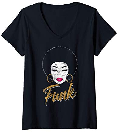Damen Retro 80s Disco / Soul Music - Vintage Style Funk T-Shirt mit V-Ausschnitt