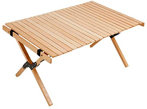 Tragbare Campingtische Aus Massivholz Rolltisch mit Einfacher Tragetasche für Outdoor, Camping, Strand, Garten, Grill, Party, Terrasse, Picknick,S(90 * 60 * 45CM)