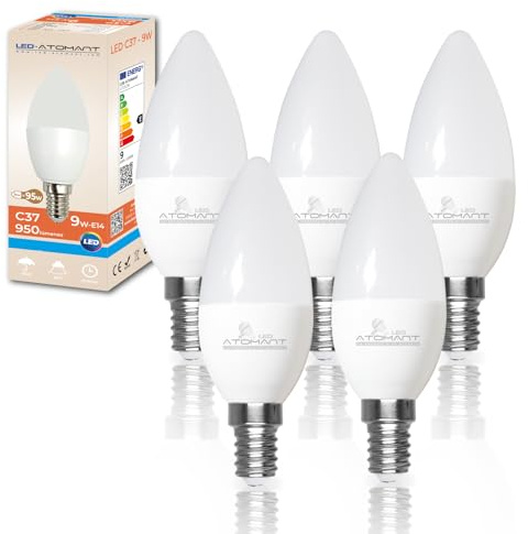 LED ATOMANT 5x Ampoule LED E14 Bougie C37 9W Blanc Neutre 950lm | Petit culot