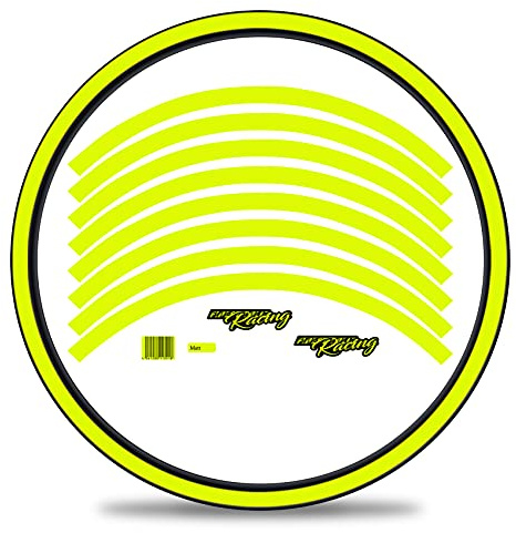 16-teiliges Set Felgenrandaufkleber Sticker für Fahrrad Felgen im Classic Design Komplett Set für 27 29 für Ebike Rennrad Mountainbike MTB Laufrad RX037 (Neon Gelb, Matt)