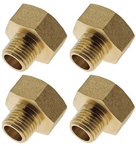eMagTech 4 Pezzi Da 1/2 Pollice Femmina A 1/4 Pollice Maschio BSP Adattatori Di Conversione Per Tubi Filettati In Ottone Esagonale Bush Raccordo Per Tubi Per Aria Acqua Gas Olio Combustibile