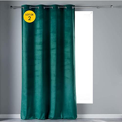 CDaffaires Set di 2 tende setaccianti, 140 x 240 cm, in velluto morbido e vellutato, colore: petrolio