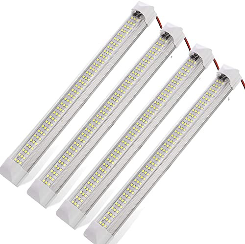 12 Volt LED Lichtleiste - Tageslicht 6000K, 13,4 Zoll, 108 LEDs, 5W, 500 Lumen, Innenbeleuchtung mit Schalter für Wohnmobile, Boote und Anhänger, 4er-Set