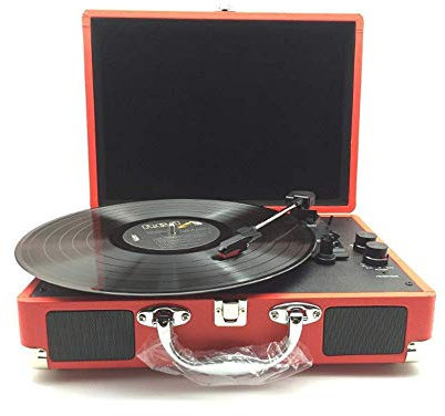FZYE Giradischi fonografo Vintage 3 velocità, Giradischi Bluetooth Giradischi in Vinile con Altoparlanti incorporati, Rosso, Formato Libero