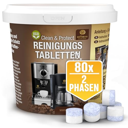 80x 2-fasi Pastiglia per pulizia Jura, Krups, Melitta, Delonghi, Siemens, Philips, Bosch, Tassimo, Nespresso, Sage, Senseo macchine da caffè automatiche e caffettiere - Coffeeano