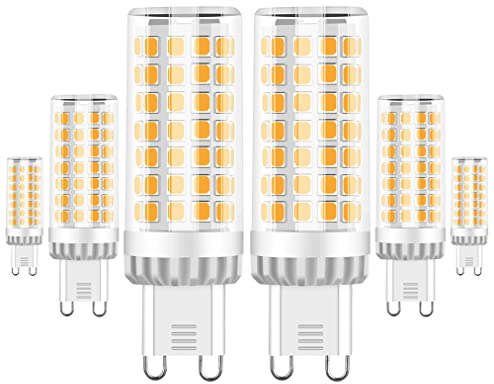 Lampadina LED G9 9W Equivalente 50W-80W Lampada Alogena, 750LM, Bianco Caldo 3000K, 220-240V, Non Dimmerabile, Nessun Sfarfallio, Risparmio Energetico, per Lampadari, Plafoniere e Applique, 6 Pezzi