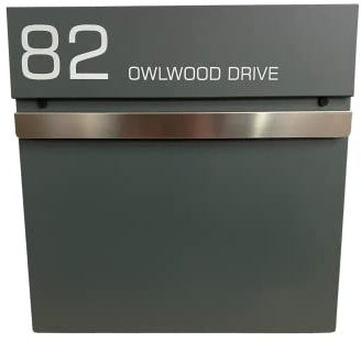 One of a kind design UK Personalized Contemporary Post Box & Newspaper Slot, Wall Mounted,Mailbox, Letter Box, Waterproof Design Postbox, with Contemporary Lines. Lockable, Grey