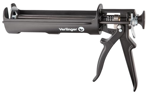 VERLINGER Kartuschenpresse Pistole Mörtelspritze Kartuschenpistole Auspresspistole Für Chemischen Anker 380 ml Injektionsmörtel Schubverhältnis 25:1, Auspressgerät 5000N, Stahl Aluminium Schwarz Pro