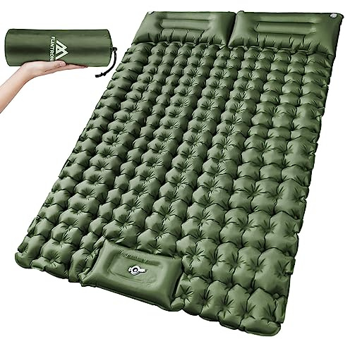 flintronic Doppio Materassino Campeggio Autogonfiabile, 10cm Materassino da Campeggio Gonfiabile con Cuscino Leggero, Autogonfiante Materasso Portatile Impermeabile per Campeggio, Tenda,Escursionismo