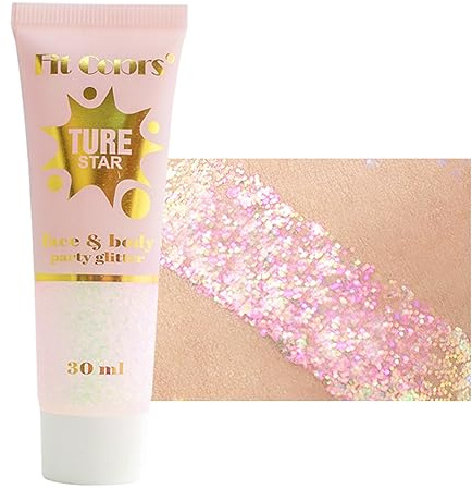 Corps Holographique Caméléon Visage - Glitter Sirène Liquide Ombre à Paupières Corps, Visage, Fine Paillettes de Cheveux - Halloween, Mariage, Festival - 1.06oz (#02 Blanc)