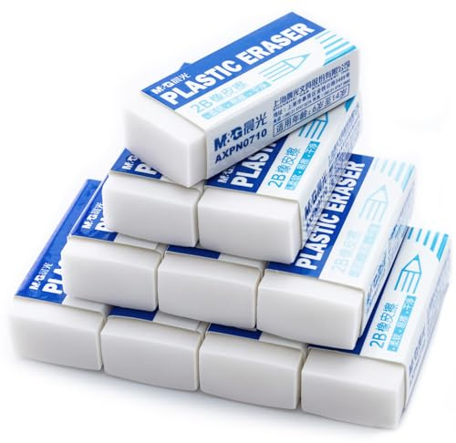 M&G 12 Pack Pencil Erasers, Small White Rubber Eraser for Kids School Students Office, Art Erasers for Drawing Sketching Bulk