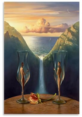 The World in A Wine Glass von Salvador Dalí Maler-Kunstwerk, Poster, dekoratives Gemälde, Leinwand, Wandkunst, Wohnzimmer, Schlafzimmer, 60 x 90 cm