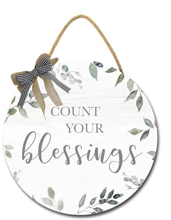 Blessings Haustürschild, lustige Kränze zum Aufhängen, Holzschild, Dekoration, rund, rustikal, Holz, Bauernhaus, Veranda, Dekor für Zuhause, Haustür, 30,5 x 30,5 cm