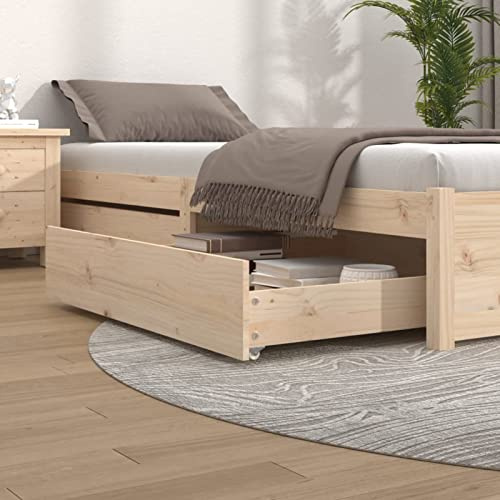 Gecheer Cassetti per Letto 2 pz in Legno Massello di Pino, Cassetti da Letto, Cassettoni Sottoletto