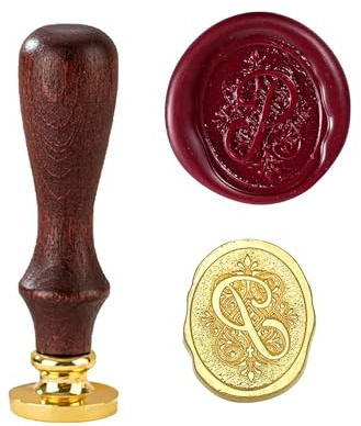 TBXqian Initial P Wachs-Siegel-Stempel, Vintage Letter Seal Wachs-Siegel-Stempel mit abnehmbarem Messingkopf und Holzgriff für Party Einladungen/Geschenkpapier/Umschläge/Weihnachten Thanksgiving