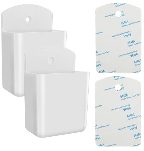 Prasacco 2 Stück Fernbedienung Halterung, Selbstklebende Fernbedienungshalter Wandhalterung Fernbedienung Organizer Box Weiße Wandaufbewahrungsbox aus Kunststoff für Zuhause, Büro, Schule
