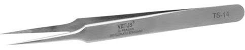 Vetus TS-14 Stainless Steel Fine Pointed Precision Tweezers for Craft, Electronics, Soldering, Laboratory Work Industrial Tweezers (Straight Tip 120mm)