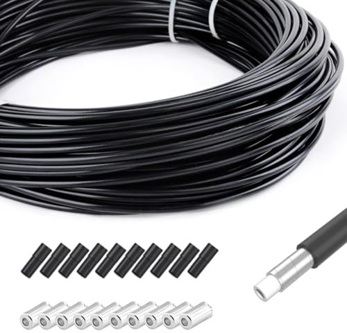 TAPKUA 10 Metri Guaina Cavo Freno Bici, Ø5mm Guaina di Ricambio con Tappi Terminali, Tubo Flessibile per Cavo Freno Cambio Bicicletta MTB Corsa Strada