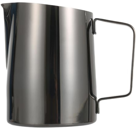 Dianoo Milk Frothing Pitcher With Handle, 500ml Stainless Steel Espresso Steaming Pitcher, Milk Frother Cup For Coffee Cappuccino Latte Art, Titanium Black