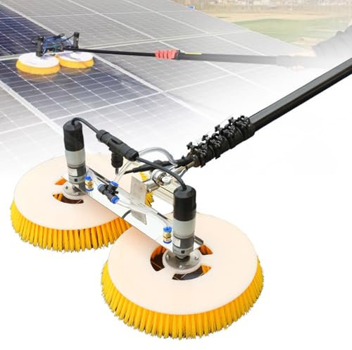 Teleskopstange+solarreinigung 2m~12m waschbürste mit teleskopstiel solar und photovoltaik Reiniger teleskop waschbürste Fenster, 70 cm doppelt rotierender Bürstenkopf,8M/26.2FT