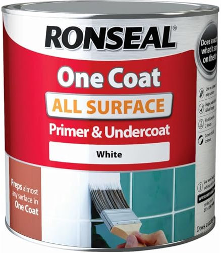 AMK® Ronseal One Coat All Surface Primer Undercoat 250ml Water Based Quick Dry Stain Block Interior Exterior Wood Metal Tile Melamine uPVC MDF Plaster Excellent Adhesion Base Paint Prep