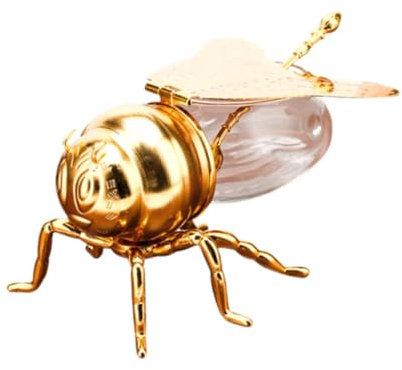 Sharplace Bee Shaped Honey Jar Multiuse Canister Lightweight Practical Sugar Pots Seasoning Storage Pot for Festive Restaurant Tea Time, Golden