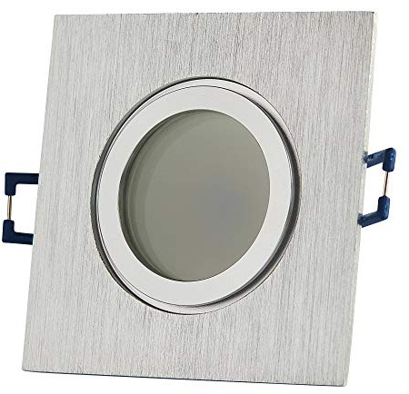 6x LED Einbaustrahler Set 7 Watt neutralweiß IP44 eckig Edelstahl gebürstet 12V - MR16 Einbau-Spot für Bad oder Außen - Deckenleuchte 60-70mm Decken-Strahler Feuchtraum Dusche