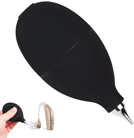 1PCS Squeeze Ball Pump Duster for Hearing Aids Silicone Hearing Aid Puffer | Reusable Aid Blower Air Puffer Portable Hearing Aid Cleaning Kits for Hearing Aid Lens Watch Camera Cleaning (Black)