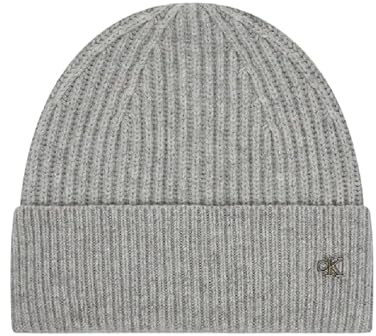 Calvin Klein Herren CK Metal Wool Beanie LV04D8032G Mütze, Grau (Light Grey Heather), Einheitsgröße, Grau (Light Grey Heather), Einheitsgröße