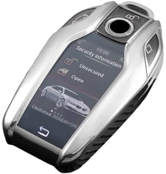 ontto Schlüsselhülle Autoschlüssel Hülle Schlüsselcover TPU Schlüsselgehäuse Schutzhülle Passt für BMW Display 5er 7er G01 G02 G05 G07 G11 G12 G30 G31 I8 I12 I15 X3 X4 X5 X7 Schlüsselbox-B Silber