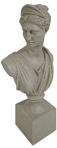 Cozy Villa The Diana of Versailles Sculptural Bust, Greek Artemis Sculpture, Goddess of The Hunt Statuette, 13.5'' Tall, Sandstone Decorative Piece