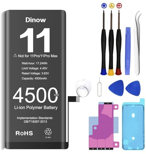 Akku für iPhone 11, 4500 mAh, Lithium-Akku, hohe Kapazität, interner Akku für iPhone 11 für Modell A2111, A2221, A2223, mit Ersatzwerkzeug-Set