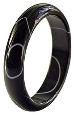 Jade Armreif Armband, schwarzes Muster Schwarzes Achat Jade Armreifen, Damen mittel breite Jade-Armband, für Frauen, für Freundin, für Freund, mit Schmuckschachtel, 56-62 mm (60 mm)