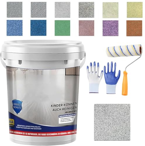 Upgrade Epoxy Coloured Sand Floor Paint, Louis Forest Epoxy Floor Paint for concrete, High Gloss Marble Effect Epoxy Floors Coating Self Leveling for Basement, Wood Floors, Garage, Outdoor (0.5kg