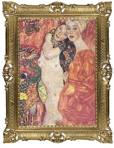 Lnxp Wunderschönes Gemälde, 90x70 cm Freundinnen von Klimt Gustav Kunstdruck Klassisches, Vintage-Stil