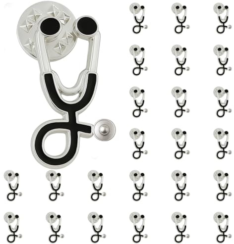 SVBDJ 12/25/50/100 pieces Stethoscope brooch Lapel pin Nurse Doctor Pins Medical Gifts Badge bulk (25)