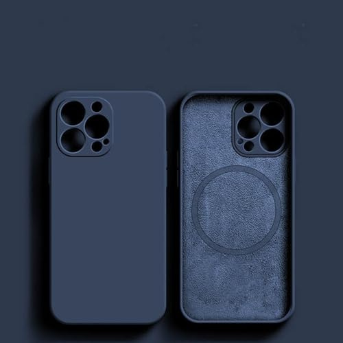 GXZJFC Magnetische Hülle für iPhone 15 14 13 12 11 Pro Max Mini X XR XS 8 Plus Flüssigsilikon-Ladehülle für kabelloses Laden, Blau, Für iPhone 11 Pro