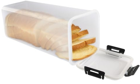 ZoeQide Boîte à pain en plastique avec couvercle de 4 l - Boîte à pain hermétique en plastique sans BPA avec joint en silicone - Boîte à pain pour pain grillé, baguette et spaghetti - Rangement dans
